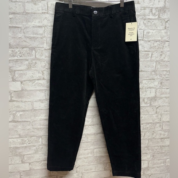 H&M black corduroy regular cropped fit‎ pants men’s 32 NWT - Picture 1 of 9